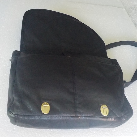 Black Leather Laptop/Biker/Tablet Tote - Picture 5 of 15